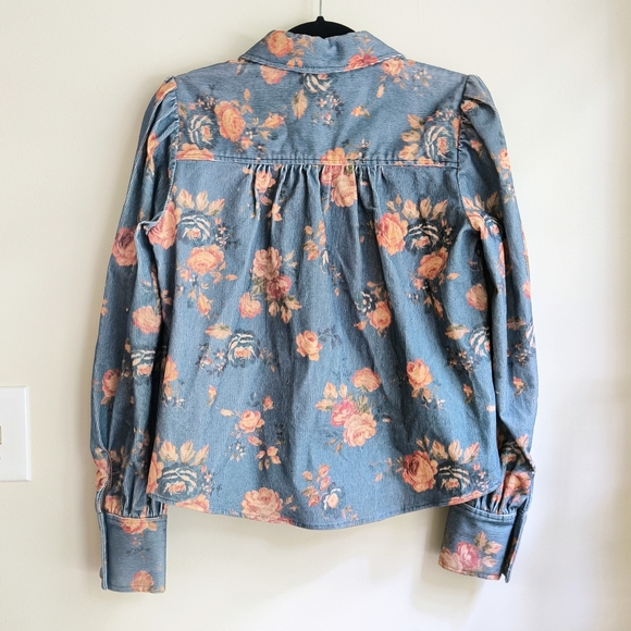 LoveShackFancy Ringley Top in Faded Denim - Picture 7 of 8